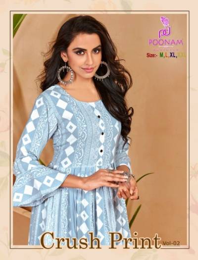 Crush Print Vol 2 By Poonam Designer Imported Style Printed Gowns